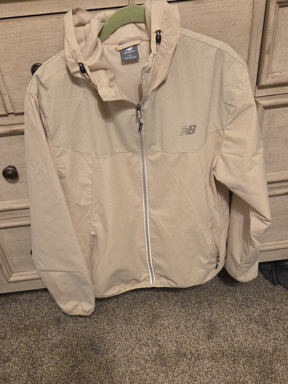 New Balance Beige Men's Lightweight Windbreaker with Hood